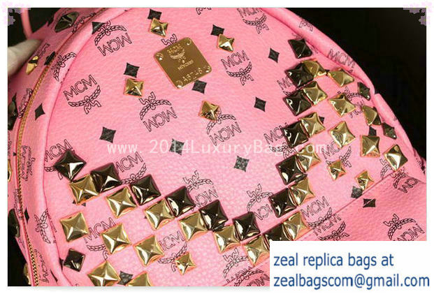 High Quality Replica MCM Stark Backpack Jumbo in Calf Leather 8100 Pink